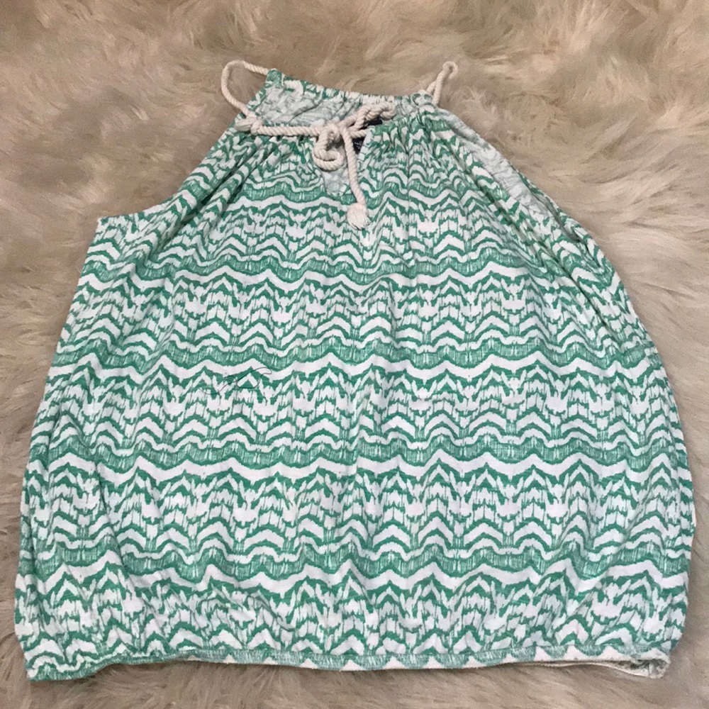 GAP green/white halter tank top with rope straps.